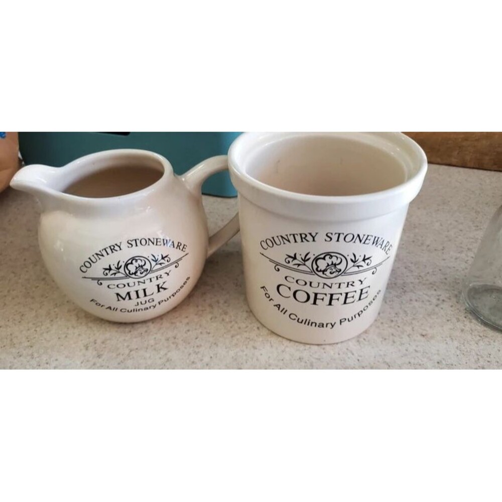 Vintage Country Stoneware Coffee & Milk Containers